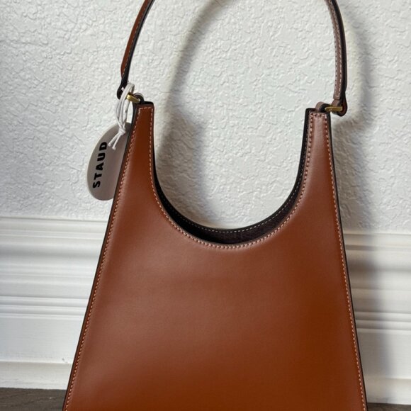 Staud Rey Tan Leather Structured Shoulder Bag - Picture 5 of 8